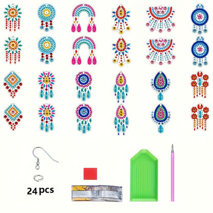12 Pairs Diamond Painting Earrings DIY Diamond Art Earrings for Adults Beginners