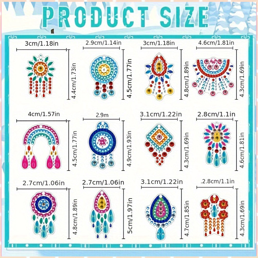 12 Pairs Diamond Painting Earrings DIY Diamond Art Earrings for Adults Beginners