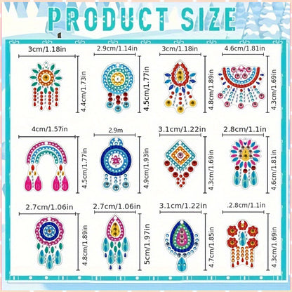 12 Pairs Diamond Painting Earrings DIY Diamond Art Earrings for Adults Beginners
