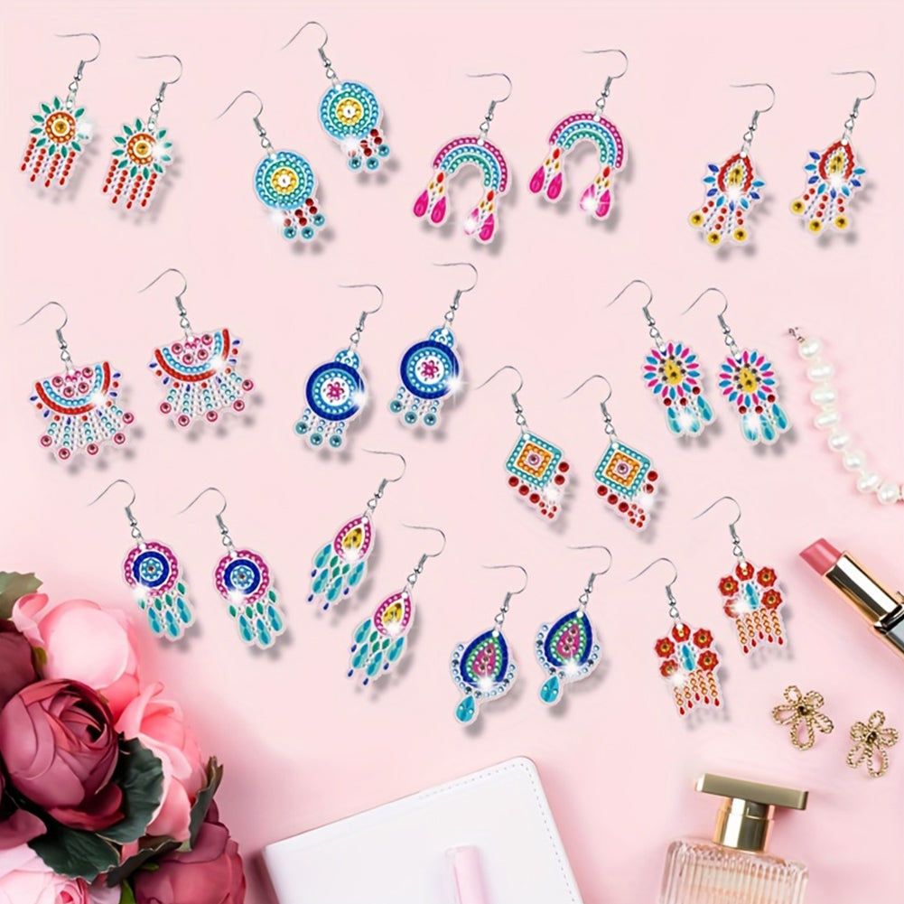 12 Pairs Diamond Painting Earrings DIY Diamond Art Earrings for Adults Beginners