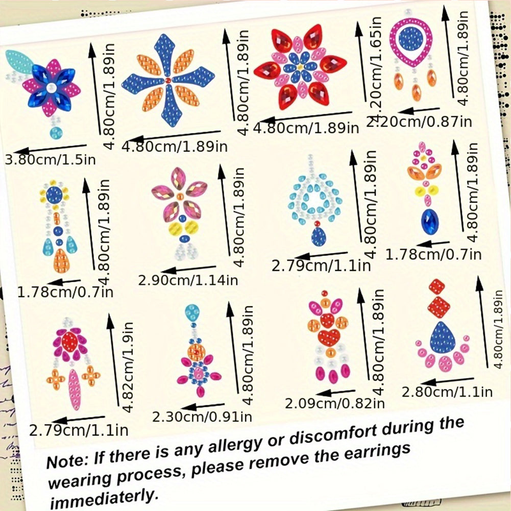 12 Pairs Diamond Painting Earrings DIY Diamond Art Earrings for Adults Beginners