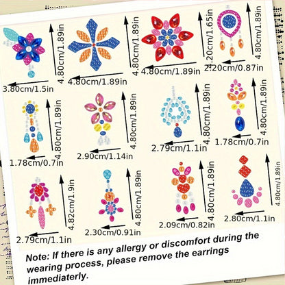 12 Pairs Diamond Painting Earrings DIY Diamond Art Earrings for Adults Beginners