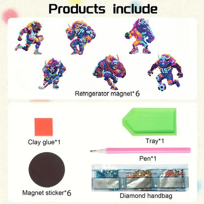 6Pcs Diamond Painting Refrigerator Magnets Diamond Art Kits for Adults Beginners