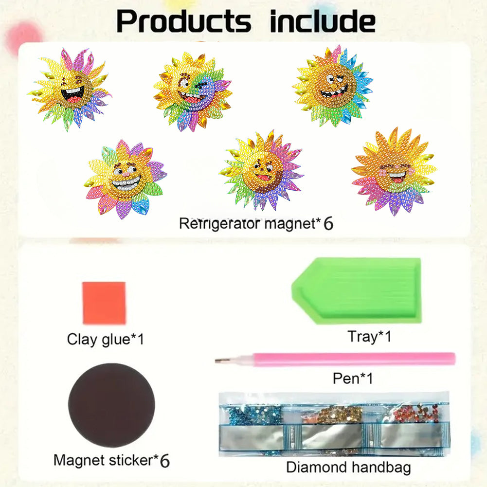 6Pcs Diamond Painting Refrigerator Magnets Diamond Art Kits for Adults Beginners