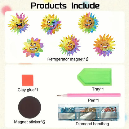 6Pcs Diamond Painting Refrigerator Magnets Diamond Art Kits for Adults Beginners