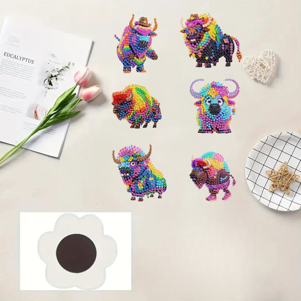 6Pcs Diamond Painting Refrigerator Magnets Diamond Art Kits for Adults Beginners