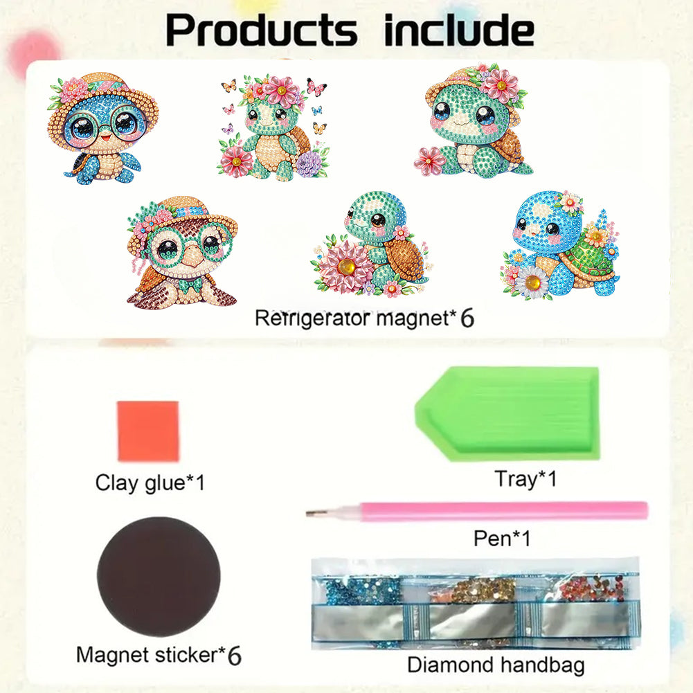 6Pcs Diamond Painting Refrigerator Magnets Diamond Art Kits for Adults Beginners