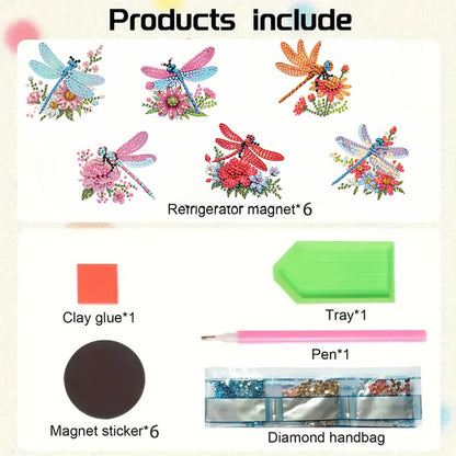 6Pcs Diamond Painting Refrigerator Magnets Diamond Art Kits for Adults Beginners