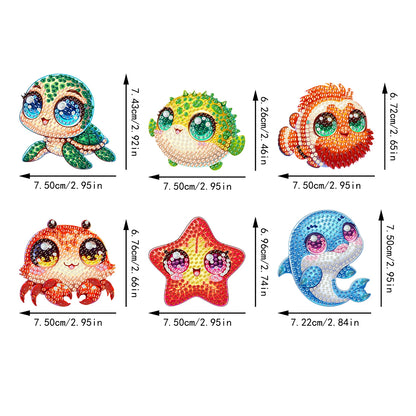 6Pcs Diamond Painting Refrigerator Magnets Diamond Art Kits for Adults Beginners