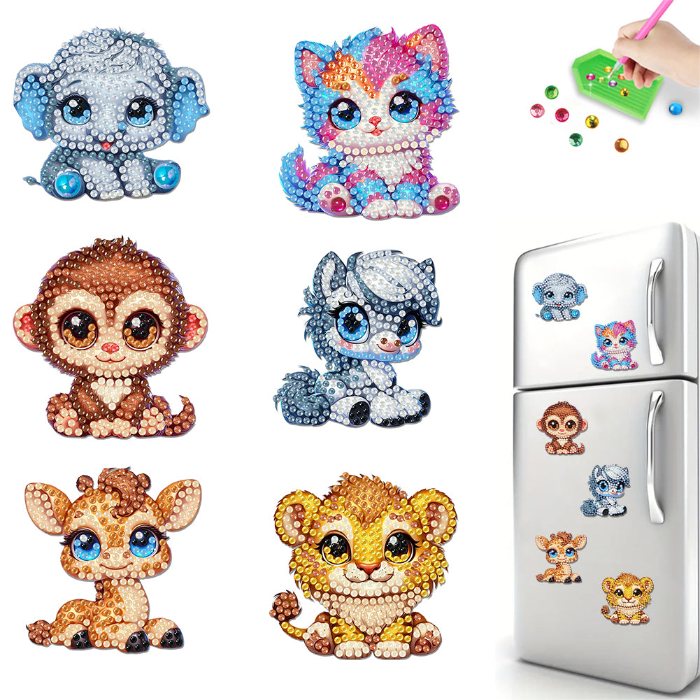 6Pcs Diamond Painting Refrigerator Magnets Diamond Art Kits for Adults Beginners