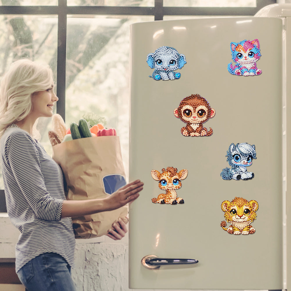 6Pcs Diamond Painting Refrigerator Magnets Diamond Art Kits for Adults Beginners