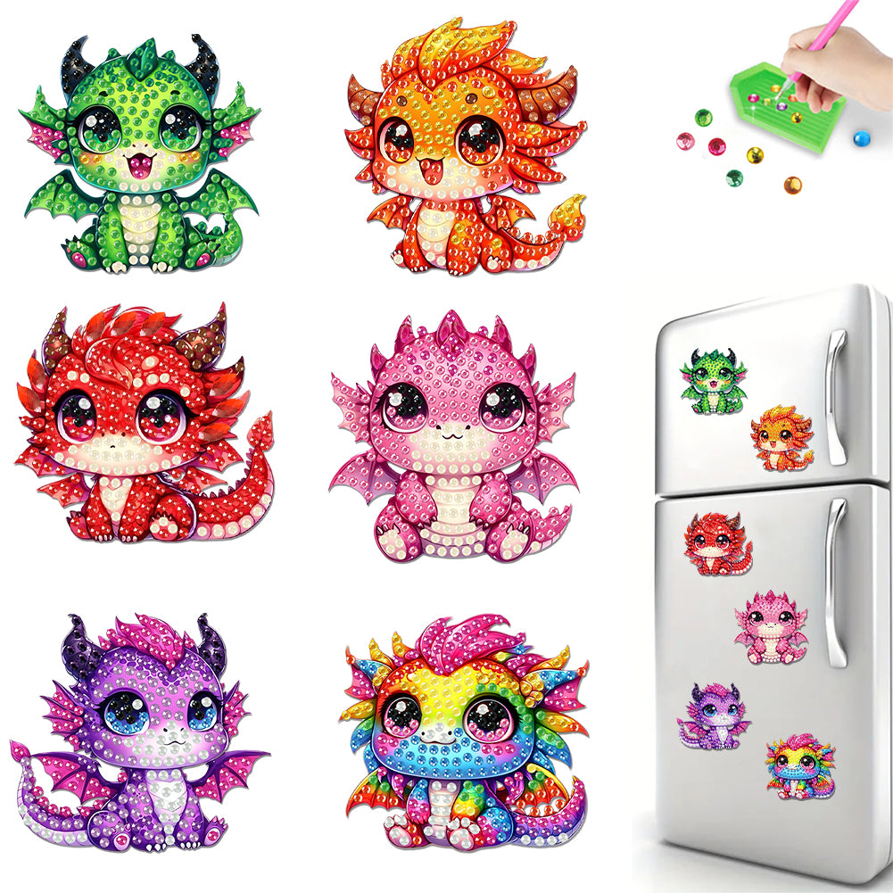 6Pcs Diamond Painting Refrigerator Magnets Diamond Art Kits for Adults Beginners