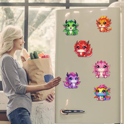 6Pcs Diamond Painting Refrigerator Magnets Diamond Art Kits for Adults Beginners
