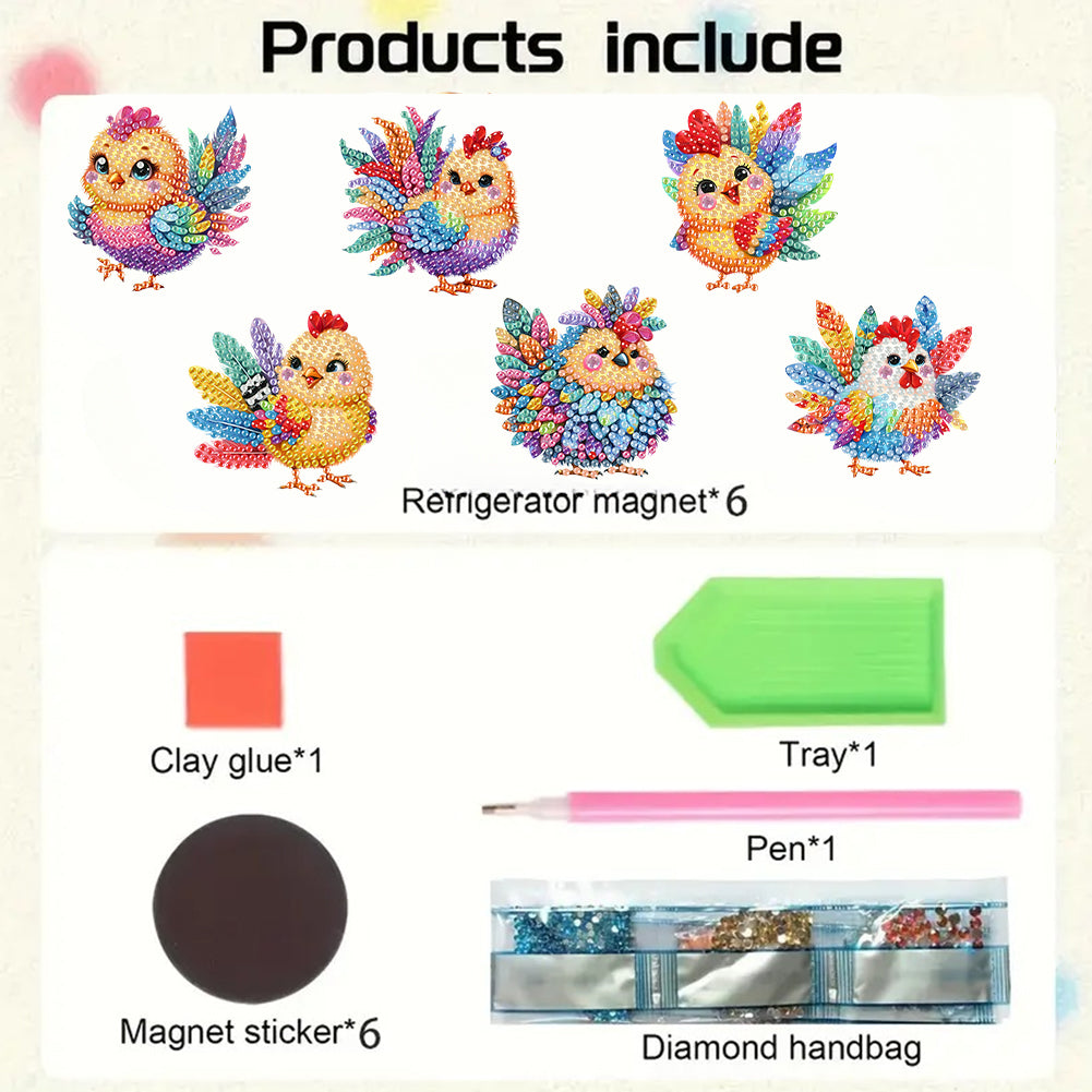 6Pcs Diamond Painting Refrigerator Magnets Diamond Art Kits for Adults Beginners