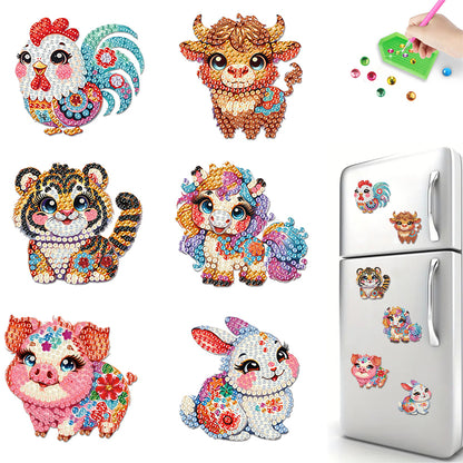 6Pcs Diamond Painting Refrigerator Magnets Diamond Art Kits for Adults Beginners