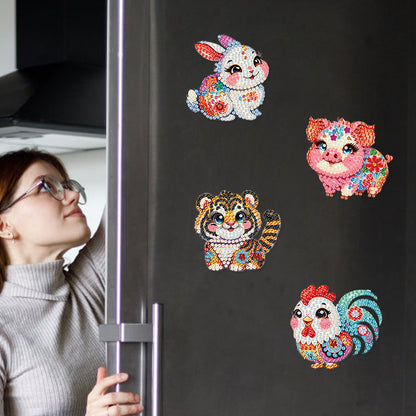 6Pcs Diamond Painting Refrigerator Magnets Diamond Art Kits for Adults Beginners