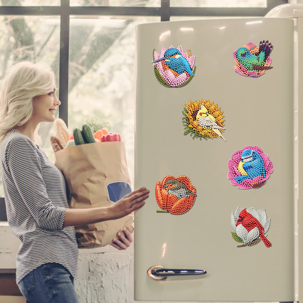 6Pcs Diamond Painting Refrigerator Magnets Diamond Art Kits for Adults Beginners