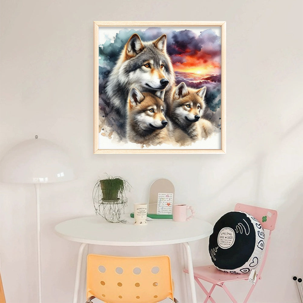 Three Wolves - 11CT Stamped Cross Stitch 45*45CM