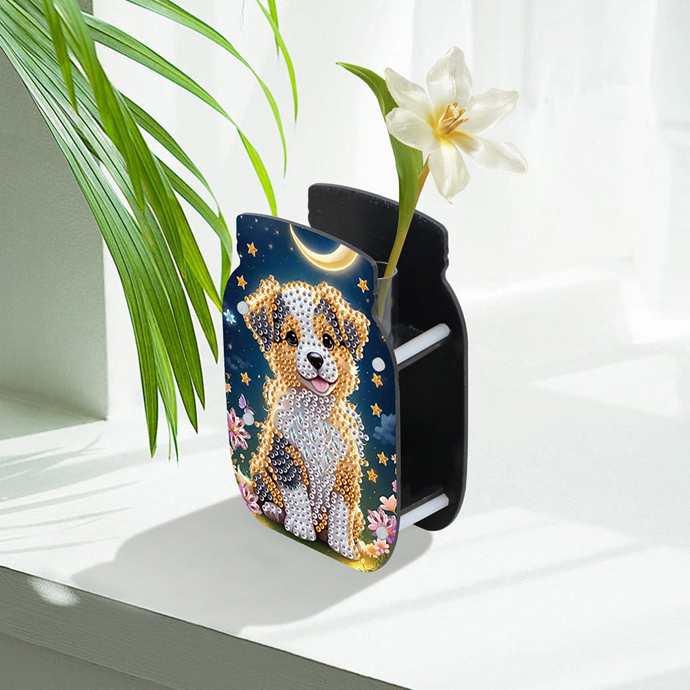 Dog Acrylic Double Sided Special Shape Diamond Painting Vase Bedroom Table Decor