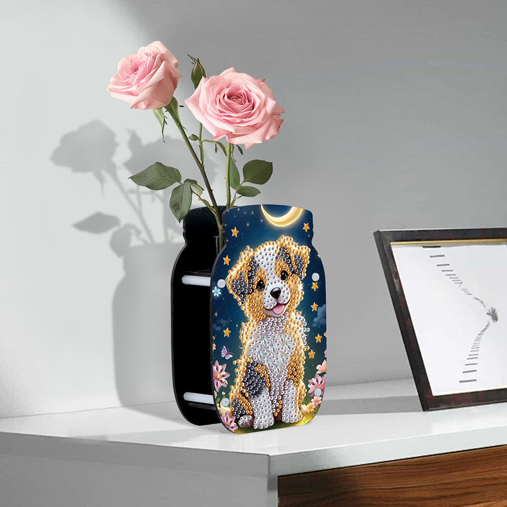 Dog Acrylic Double Sided Special Shape Diamond Painting Vase Bedroom Table Decor