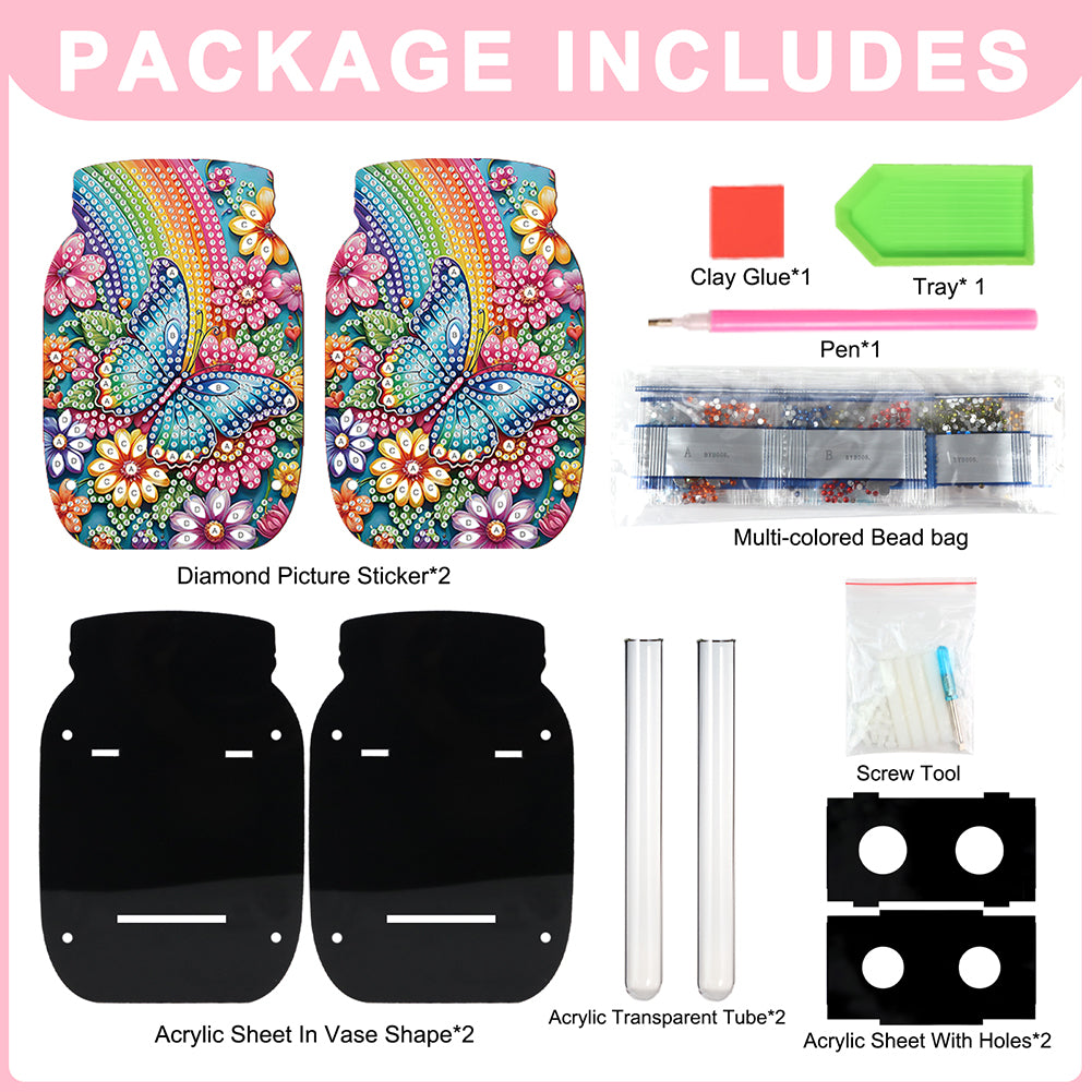 Dog Acrylic Double Sided Special Shape Diamond Painting Vase Bedroom Table Decor