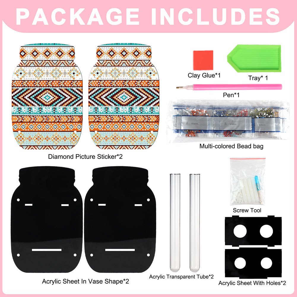 Dog Acrylic Double Sided Special Shape Diamond Painting Vase Bedroom Table Decor