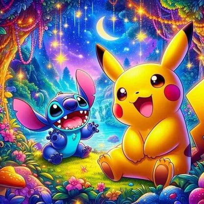 Stitch Pikachu - Full Round Drill Diamond Painting 40*40CM