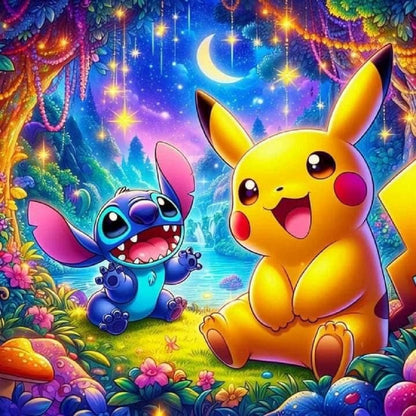 Stitch Pikachu - Full Round Drill Diamond Painting 40*40CM