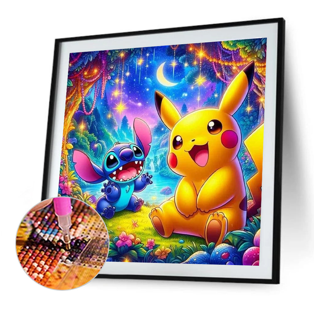 Stitch Pikachu - Full Round Drill Diamond Painting 40*40CM