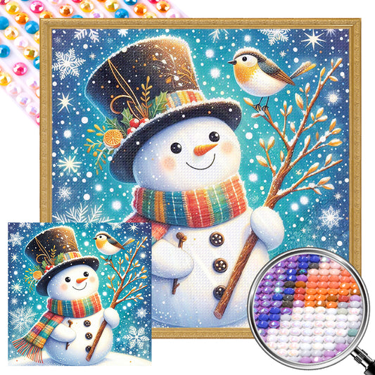 Snowman And Bird - Full AB Round Drill Diamond Painting 40*40CM