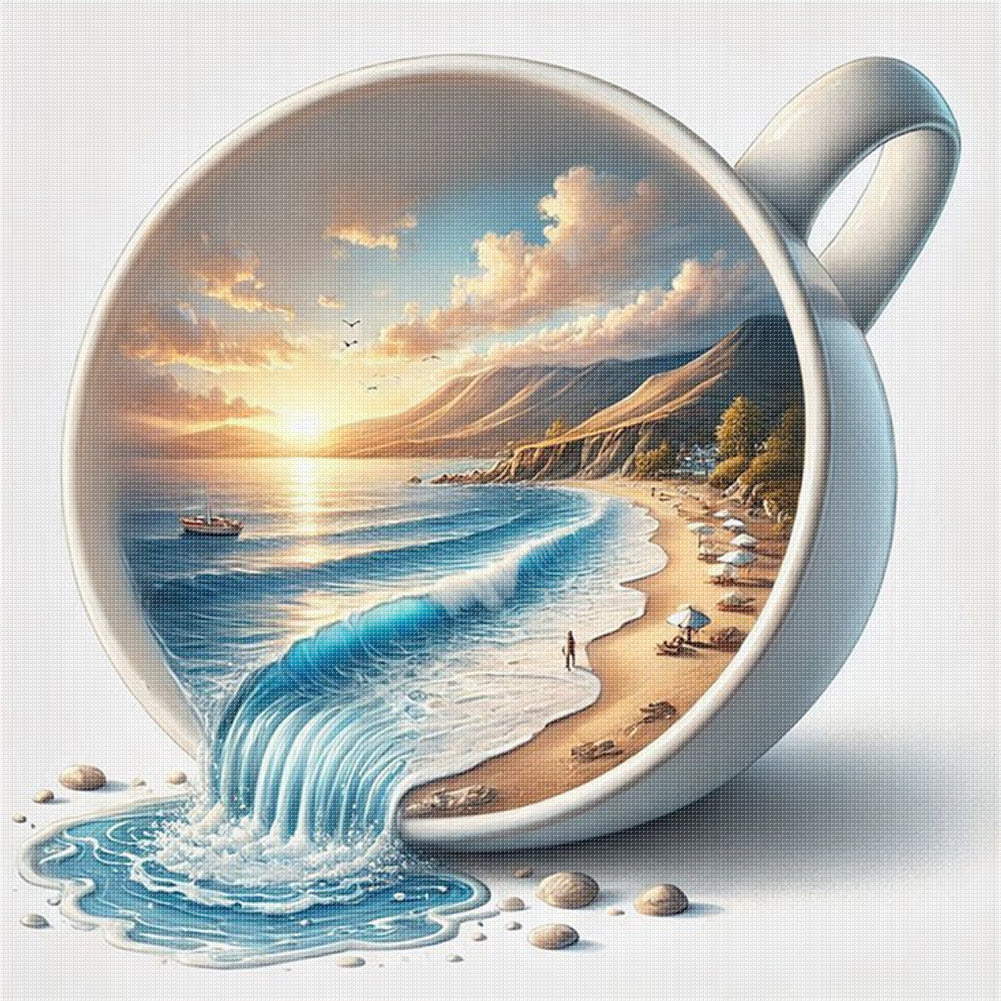 Sunset On The Seaside - 11CT Stamped Cross Stitch 40*40CM