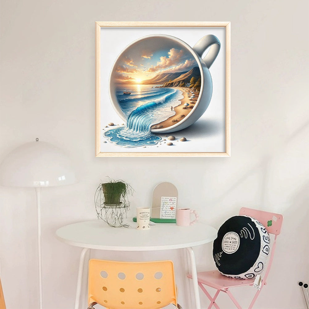Sunset On The Seaside - 11CT Stamped Cross Stitch 40*40CM