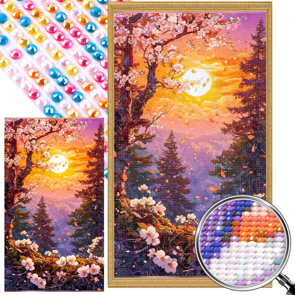 Flowers, Forest And Sun - Full AB Round Drill Diamond Painting 40*70CM