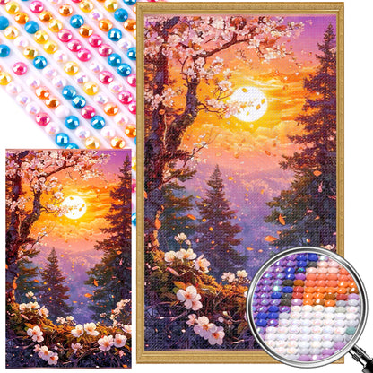 Flowers, Forest And Sun - Full AB Round Drill Diamond Painting 40*70CM