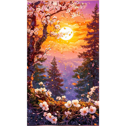 Flowers, Forest And Sun - Full AB Round Drill Diamond Painting 40*70CM