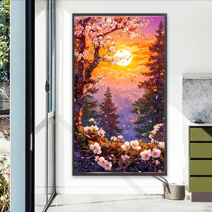Flowers, Forest And Sun - Full AB Round Drill Diamond Painting 40*70CM