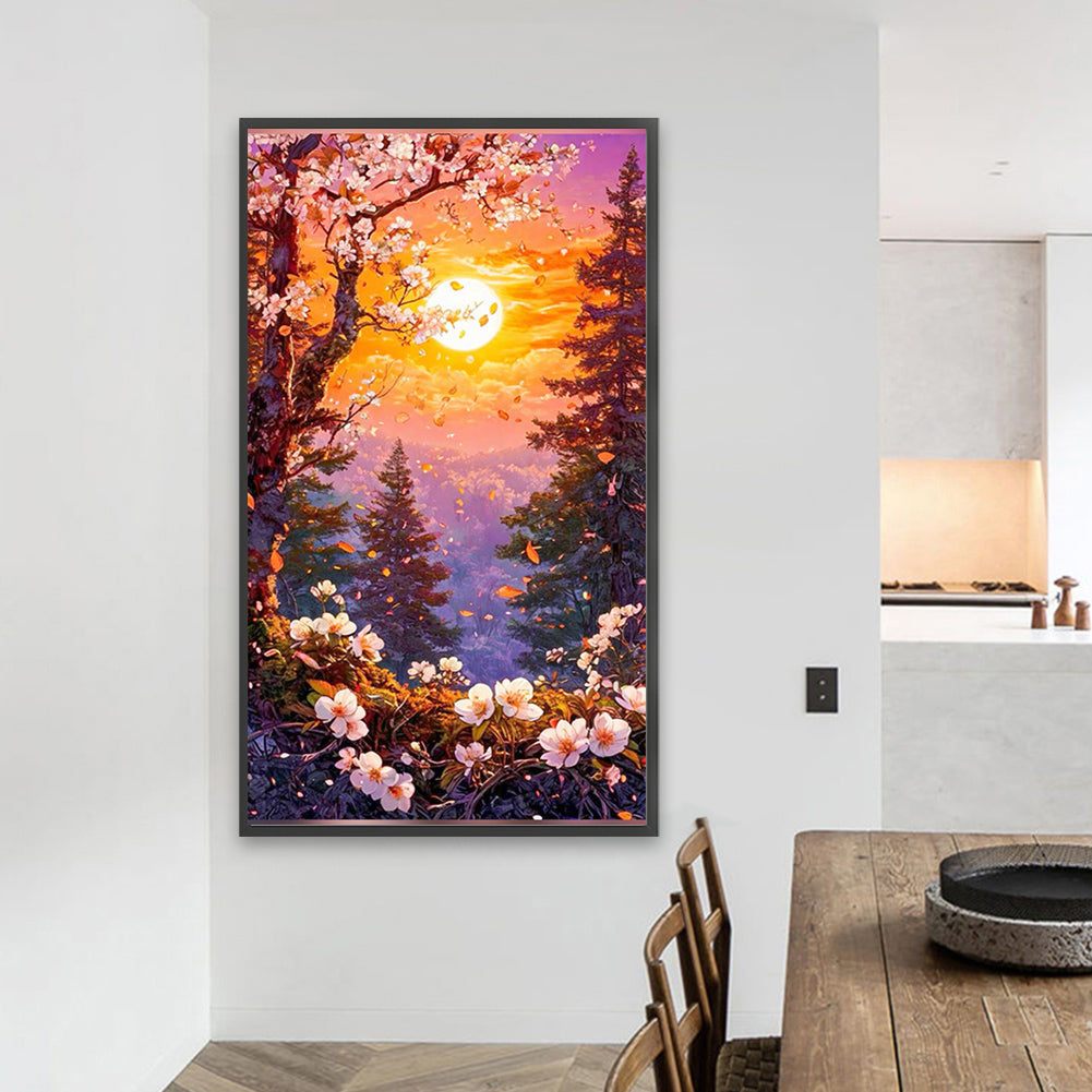 Flowers, Forest And Sun - Full AB Round Drill Diamond Painting 40*70CM