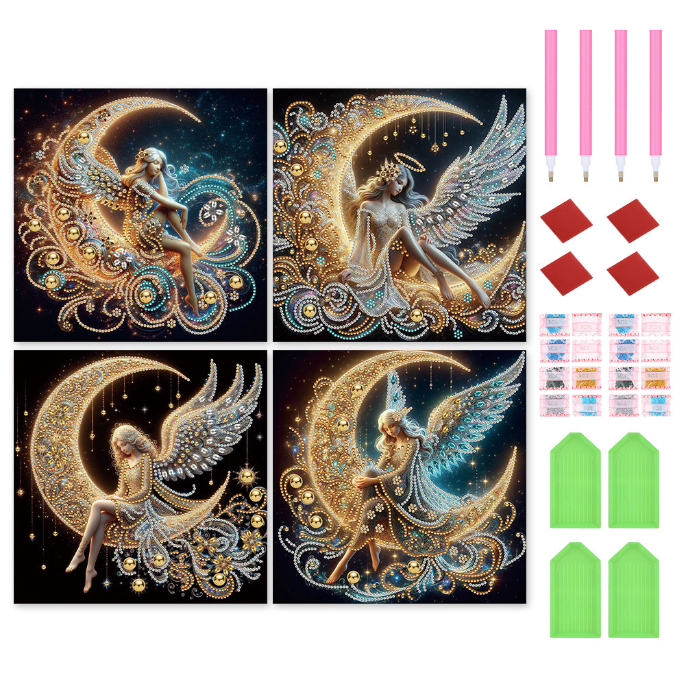 4 Pcs Moonlight Goddess - Special Shaped Drill Diamond Painting 30*30CM