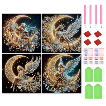 4 Pcs Moonlight Goddess - Special Shaped Drill Diamond Painting 30*30CM