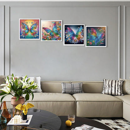 4 Pcs Flowers And Butterflies - Special Shaped Drill Diamond Painting 30*30CM