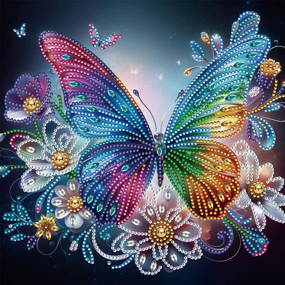 4 Pcs Flowers And Butterflies - Special Shaped Drill Diamond Painting 30*30CM