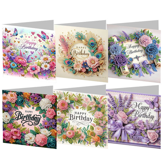 6PCS DIY Rhinestone Diamond Art Mosaic Postcards for Festivals and Celebrations