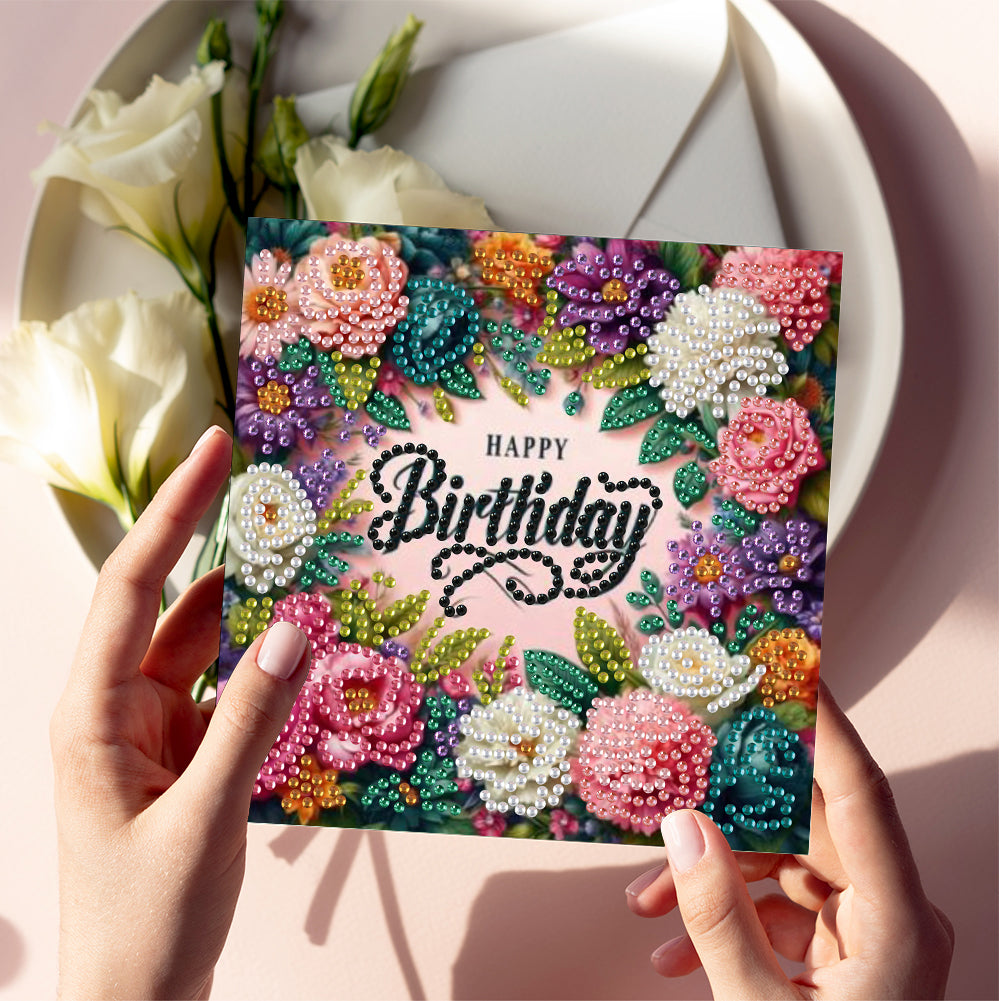 6PCS DIY Rhinestone Diamond Art Mosaic Postcards for Festivals and Celebrations