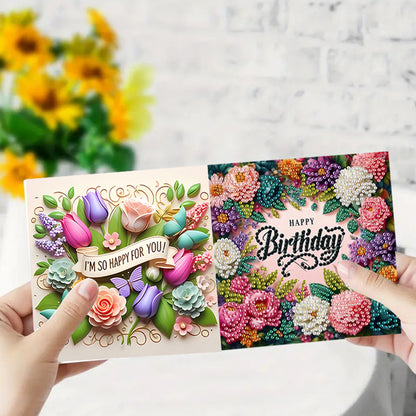 6PCS DIY Rhinestone Diamond Art Mosaic Postcards for Festivals and Celebrations