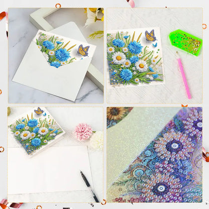 6PCS DIY Rhinestone Diamond Art Mosaic Postcards for Festivals and Celebrations