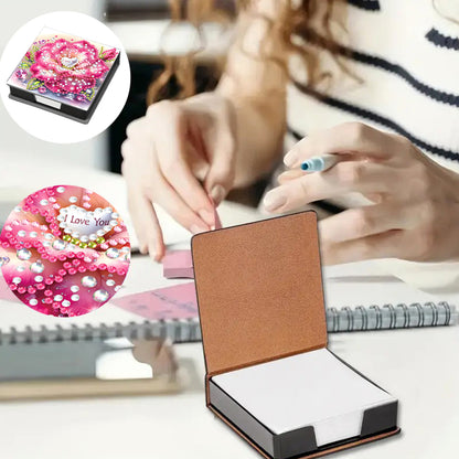 Animals Leather Diamond Art Note Box with 160 Sheets of Paper for DIY Art Craft