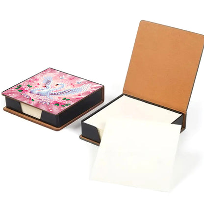 Animals Leather Diamond Art Note Box with 160 Sheets of Paper for DIY Art Craft