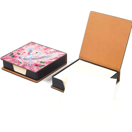 Animals Leather Diamond Art Note Box with 160 Sheets of Paper for DIY Art Craft