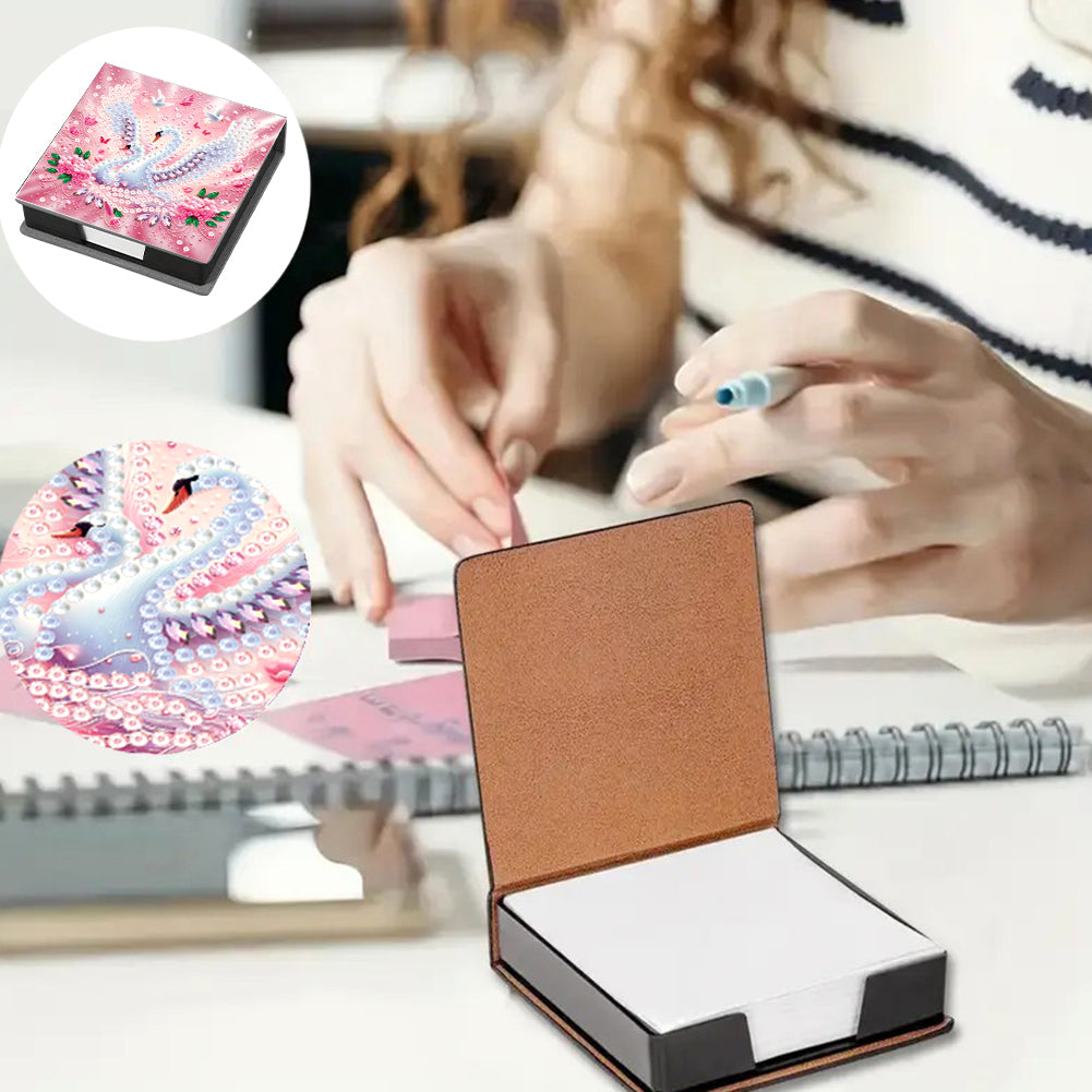Animals Leather Diamond Art Note Box with 160 Sheets of Paper for DIY Art Craft