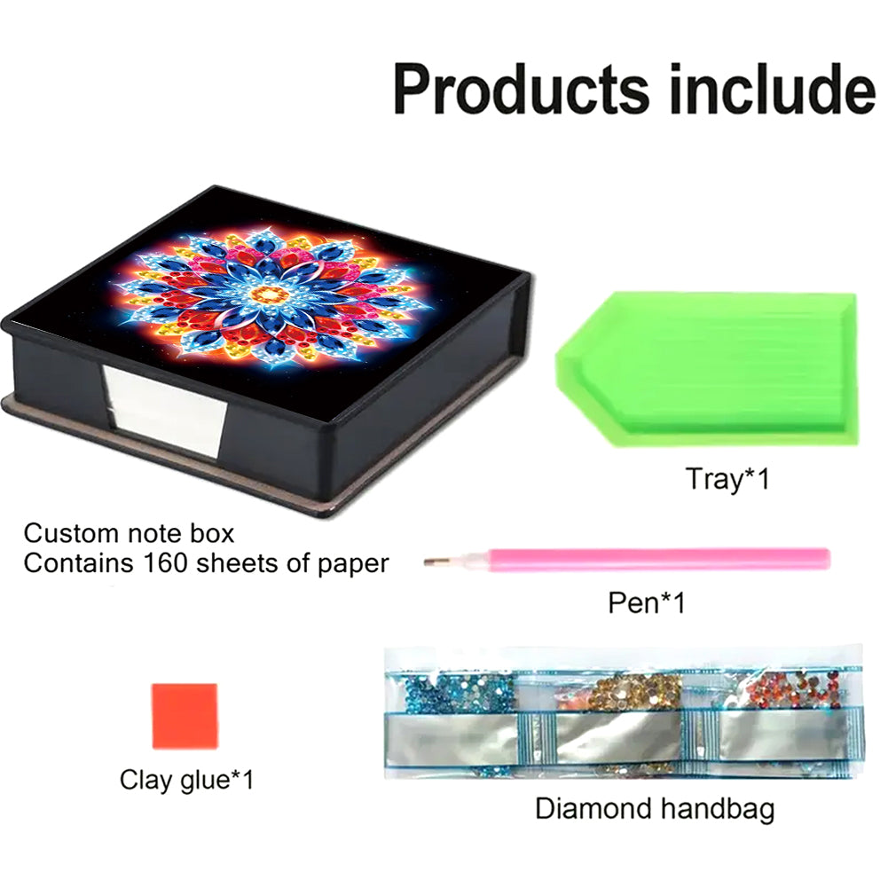 Animals Leather Diamond Art Note Box with 160 Sheets of Paper for DIY Art Craft